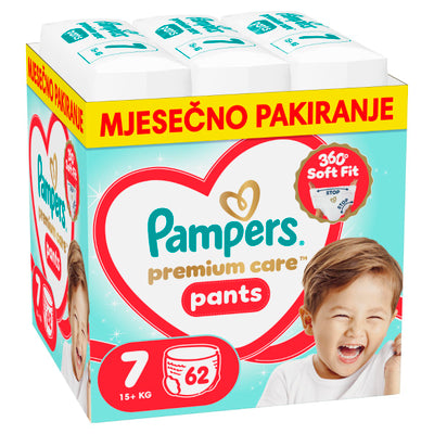 PAMPERS Premium Care Pants, pelene - gaćice, Vel. 7, 15kg+, 62 kom