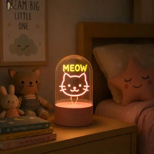 Lampa staklena kupola iTotal NEON-efekt LED rotirajuća Meow XL3261
