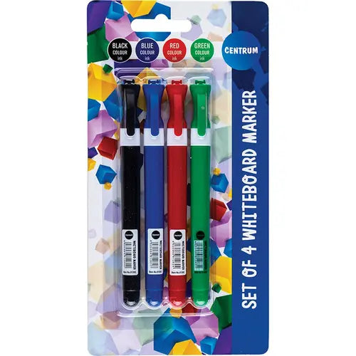 Set markera za bijelu ploču Centrum (crni, plavi, crveni, zeleni) 1-2mm 4 komada blister 4/1 81263