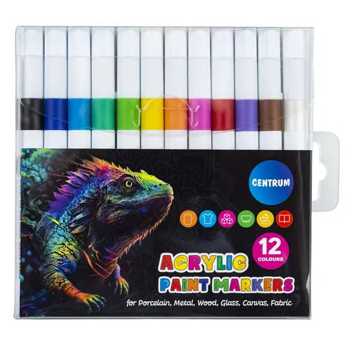 Markeri akrilni Centrum 12 boja 2-4mm u PVC vrećici 12/1 89789
