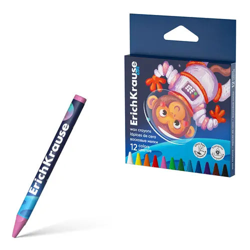 Boje voštane ErichKrause Kids Space Animals trokutaste 8mm 12/1