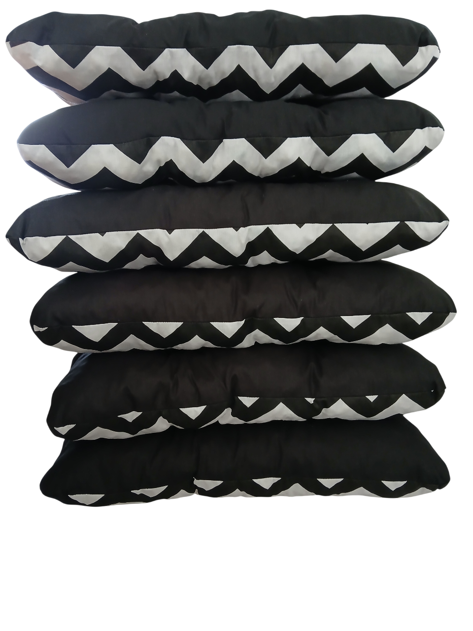 Pamučni jastuk za stolice, crno bijeli, cik cak uzorak, 6 komada