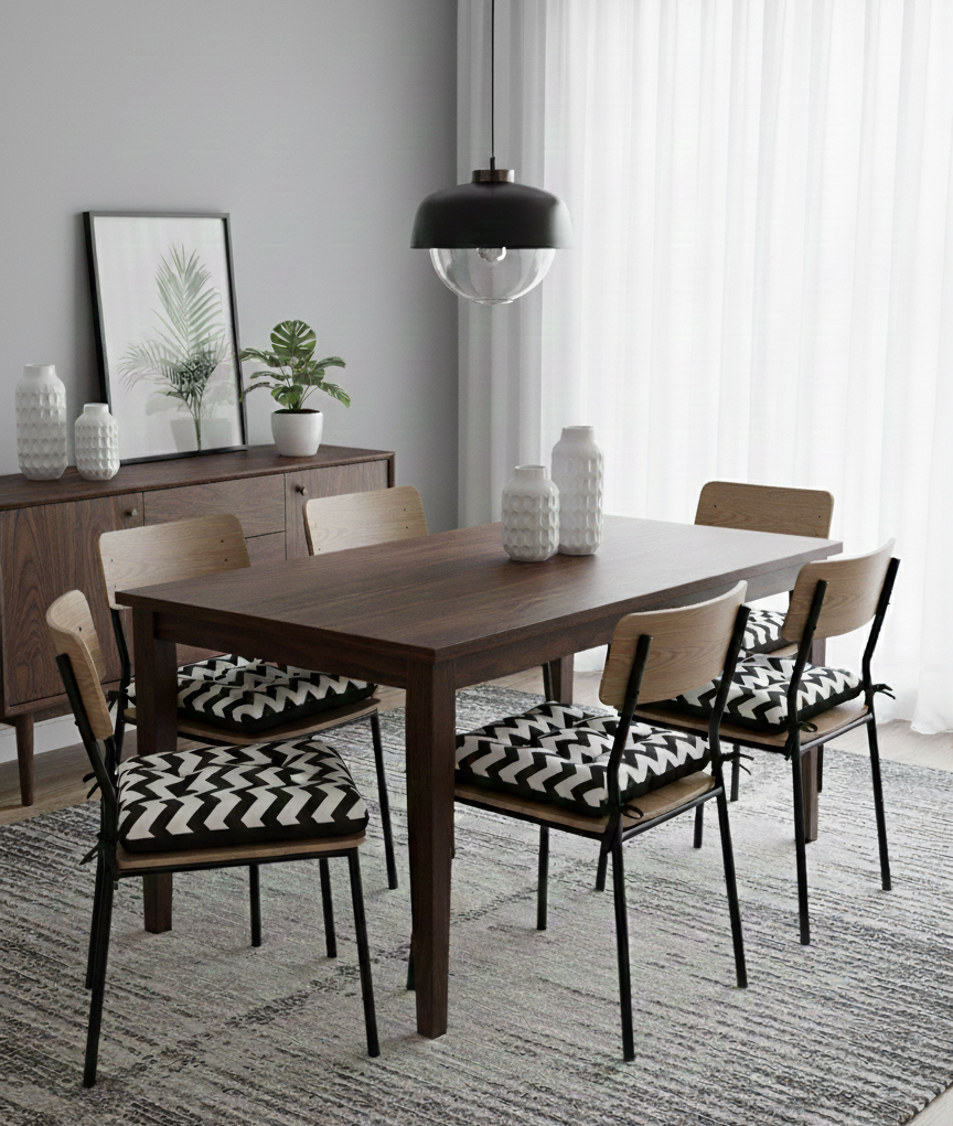 Pamučni jastuk za stolice, crno bijeli, cik cak uzorak, 6 komada