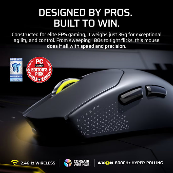 Corsair bežični miš SABRE V2 Pro Ultralight Wireless, White, CH-931G001-WW