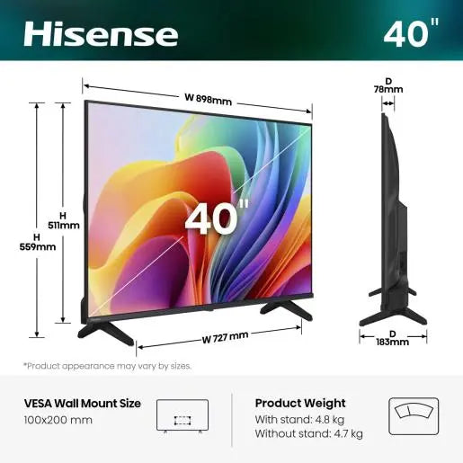 Televizor HISENSE 40A4S 2026, 101,6 cm (40"), DLED, FHD, Smart TV, VIDAA OS