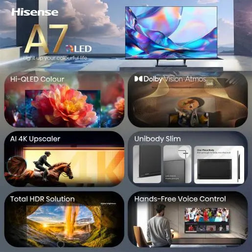 Televizor HISENSE 50A7S 2026, 127 cm (50"), Hi-QLED, 4K UHD, Smart TV, VIDAA OS