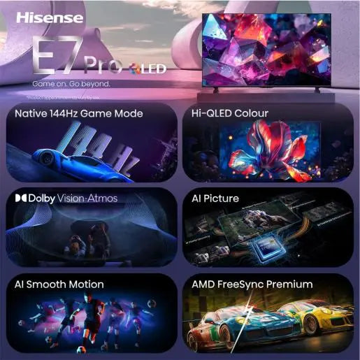 Televizor HISENSE 55E7S PRO 2026, 139,7 cm (55"), Hi-QLED, 4K UHD, Smart TV, VIDAA OS