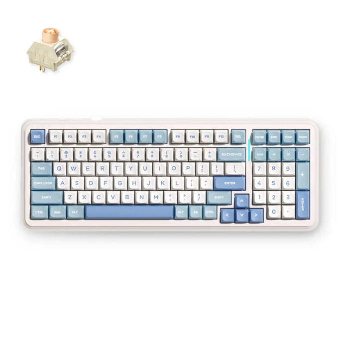 MCHOSE mehanička tipkovnica K99 V2, bežična BT/2.4GHz, linear switch, RGB, US layout, Sky Blue, HR znakovi, MC-K99V2-4
