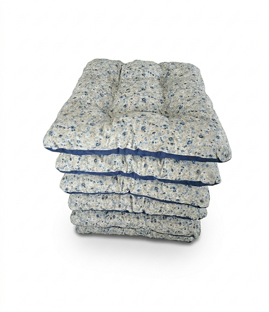 Pamučni jastuk za stolice, plavo bijeli uzorak sa cvjetićima, 6 komada