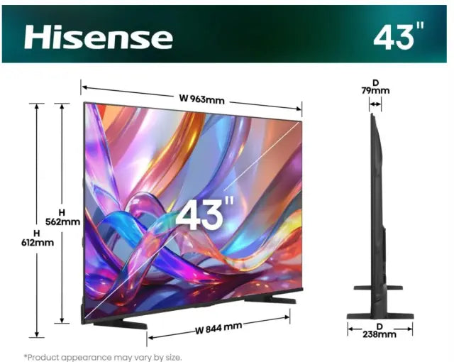 Televizor HISENSE 43E7S 2026, 109,2 cm (43"), Hi-QLED, 4K UHD, Smart TV, VIDAA OS